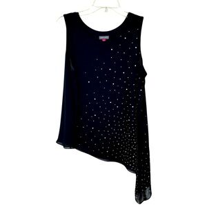 Vince Camuto Black Sparkle Asymmetrical Top M